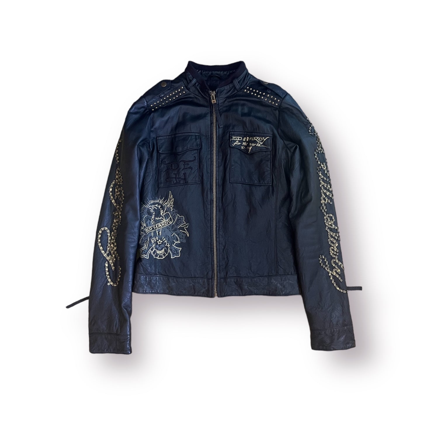 Y2K Ed Hardy Leather Jacket
