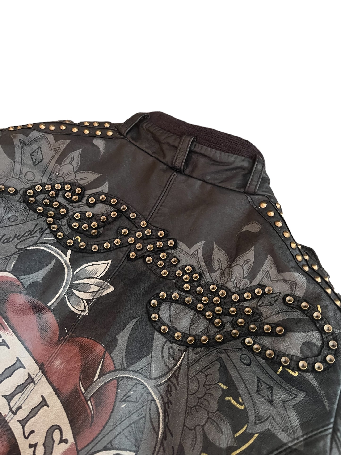 Y2K Ed Hardy Leather Jacket