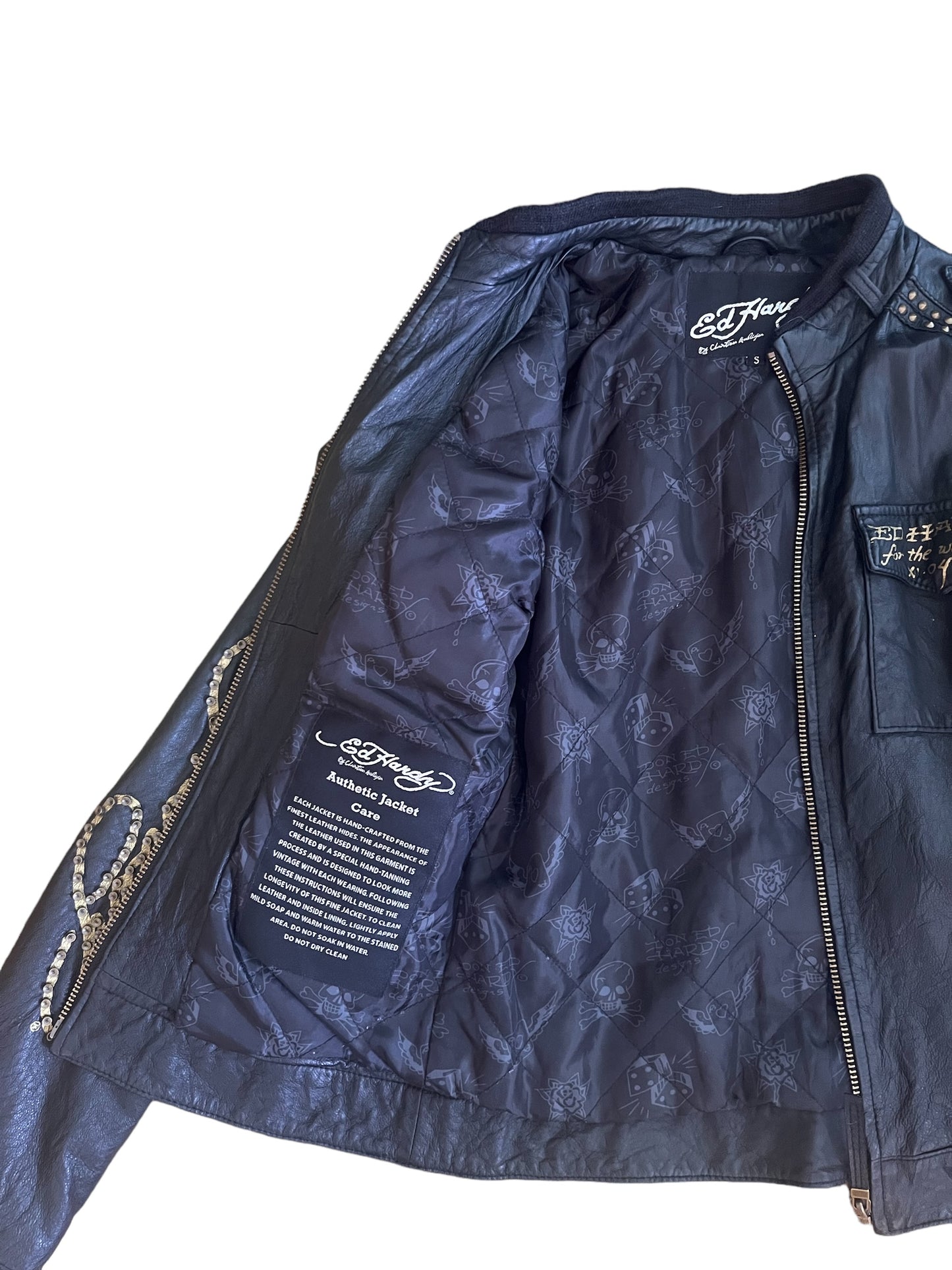 Y2K Ed Hardy Leather Jacket