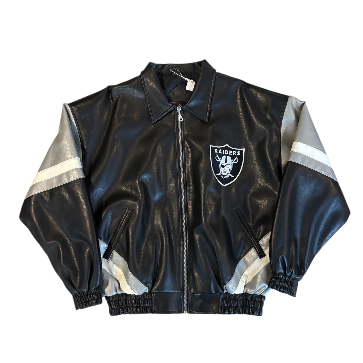 Vintage Raiders Leatherette Bomber Jacket