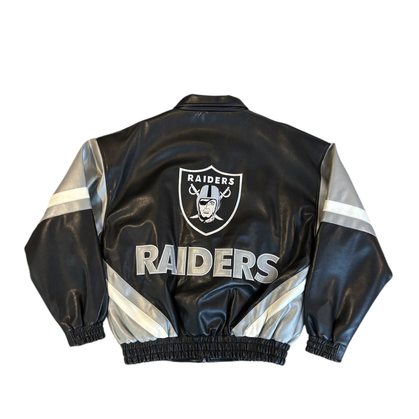 Vintage Raiders Leatherette Bomber Jacket