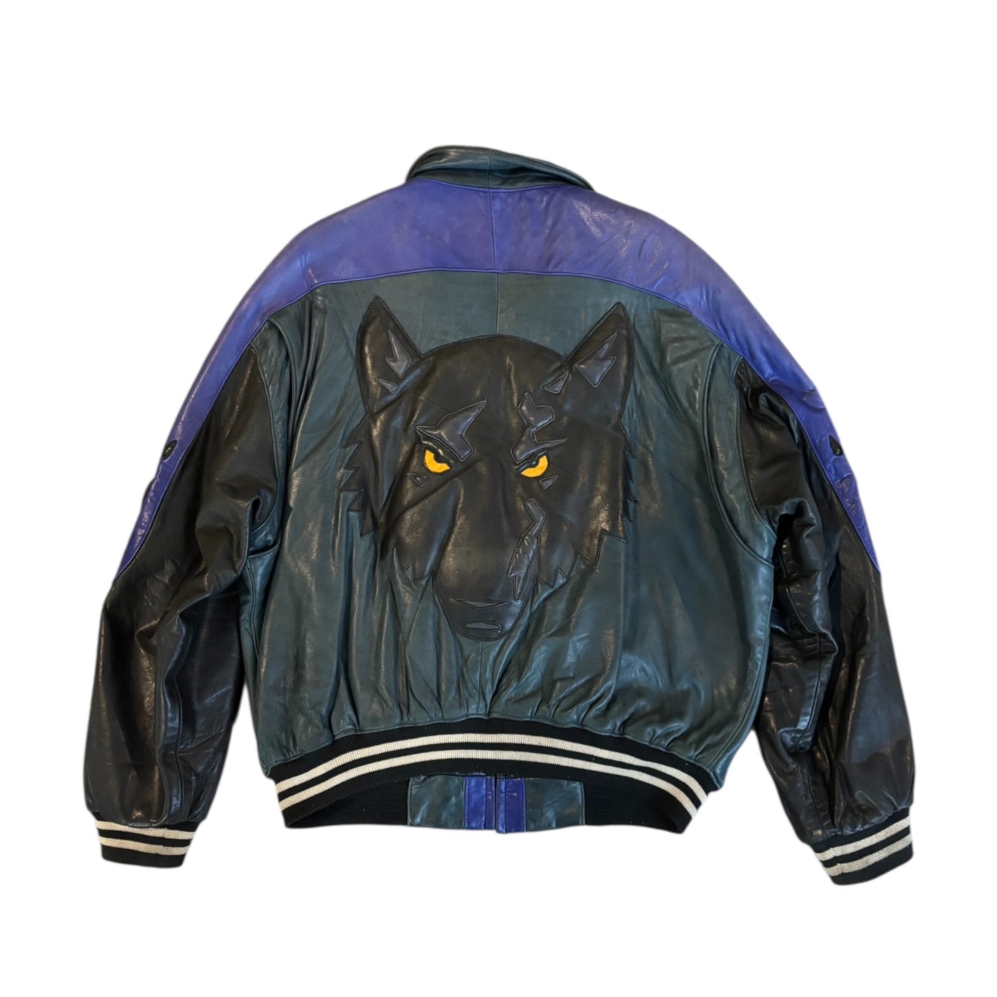 90‘s Wolf Leather Bomber Jacket
