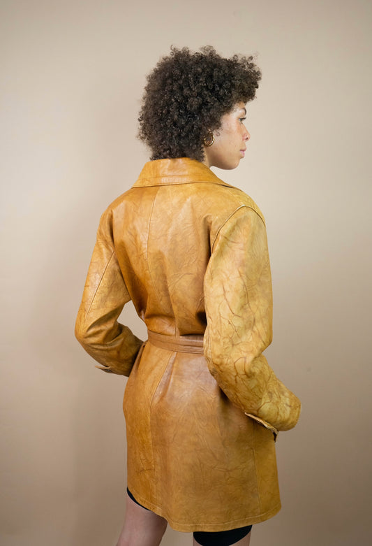 Vintage Leder Trenchcoat